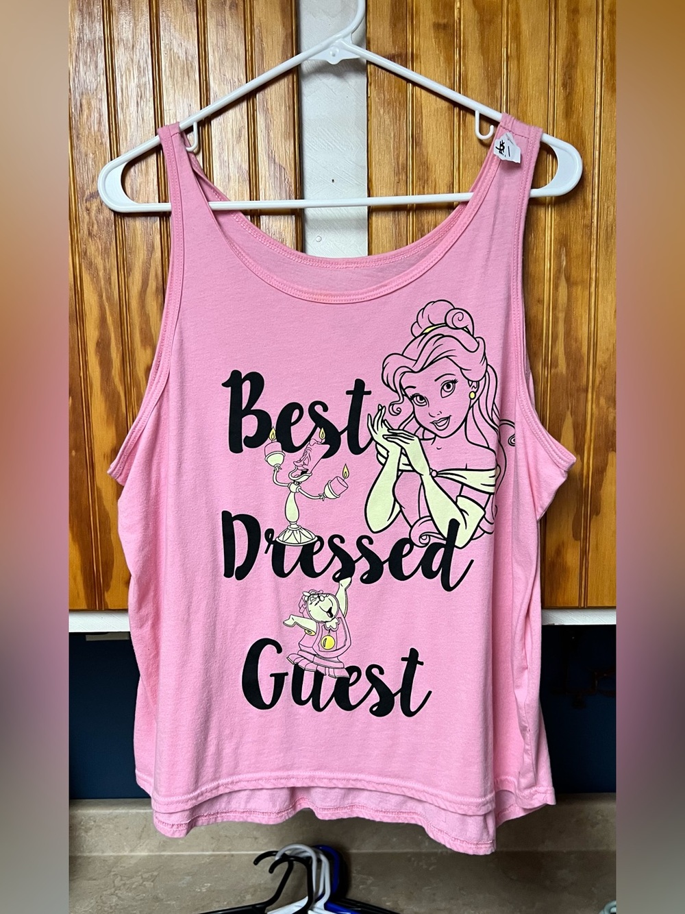 Disney Princess Pink "Best Dressed Guest" Graphic Tank Top size L